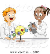 Vector of Happy Cartoon Black and White Students Studying the Solar System in Science Class by BNP Design Studio