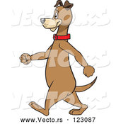 Vector of Happy Cartoon Brown Dog Walking Upright in Profile by Cartoon Solutions