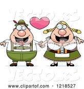 Vector of Happy Cartoon Oktoberfest Couple Holding Hands Under a Heart by Cory Thoman