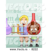 Vector of Happy Cartoon School Boys in a Science Lab by BNP Design Studio