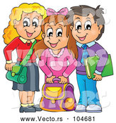 Vector of Happy Cartoon School Children with Their Bags by Visekart