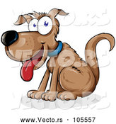 Vector of Happy Cartoon Sitting Brown Dog by Domenico Condello