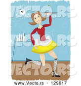 Vector of Happy Female Cocktail Waitress Serving a Cocktail in a Bar by