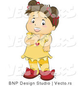 Vector of Happy Girl Wearing Pajamas with Cat Slippers by BNP Design Studio