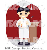 Vector of Happy Graduate Holding His Diploma by BNP Design Studio