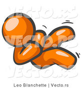 Vector of Happy Orange Guy Rolling on the Floor and Giggling with Laughter by Leo Blanchette
