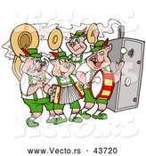 Vector of Happy Pig Oktoberfest Band Playing Music While Cooking Food in a Smoker by LaffToon