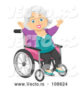 Vector of Happy White Senior Woman Cheering in a Wheelchair by BNP Design Studio