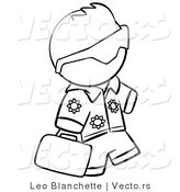 Vector of Hawaiian Tourist Person Carrying a Bag - Coloring Page Outlined Art by Leo Blanchette