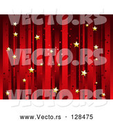Vector of Horizontal Background of Vertical Red Stripes and Floating Gold Stars by Elaineitalia