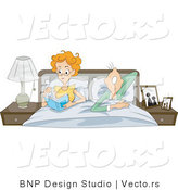Vector of Husband Snoring While His Wife Reads a Book in Bed by BNP Design Studio