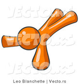 Vector of Injured Orange Guy Lying on His Face and Stomach After Being Injured on the Job, or Someone Who Is Leaping for Something They Desire by Leo Blanchette