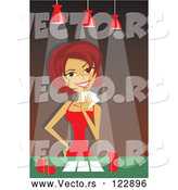Vector of Lady Putting on Her Poker Face While Playing a Game by Amanda Kate
