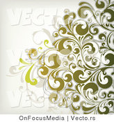 Vector of Leafy Gold Green Floral Vines Background by OnFocusMedia