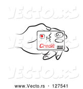 Vector of Line Drawn Hand Holding a Credit Card by Prawny