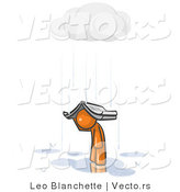 Vector of Lonely and Depressed Orange Guy Holing a Book over His Head to Shelter Himself from the Pouring Rain by Leo Blanchette
