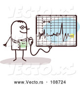 Vector of Male Stick Doctor Discussing an Electrocardiogram by NL Shop