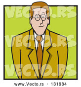 Vector of Nervous Business Man or Lawyer in a Green Suit by Andy Nortnik