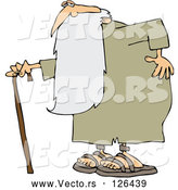 Vector of Old Guy, Father Time, Holding His Back and Walking with a Cane by Djart