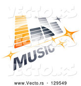 Vector of Orange and Gray Music Equalizer with Stars and MUSIC Text by Beboy