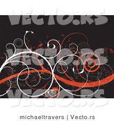 Vector of Orange and White Curly Vines on Brown Background by Michaeltravers