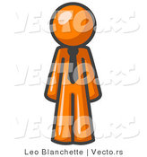 Vector of Orange Business Guy Wearing a Tie, Standing with His Arms at His Side by Leo Blanchette