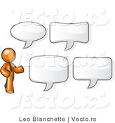 Vector of Orange Business Guy with Four Different Word Bubbles by Leo Blanchette