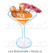 Vector of Orange Couple Soaking in a Cocktail Glass with an Umbrella by Leo Blanchette