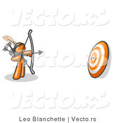 Vector of Orange Guy Aiming a Bow and Arrow at a Target by Leo Blanchette