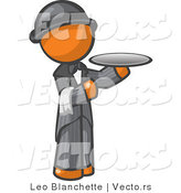 Vector of Orange Guy Butler Serving a Platter by Leo Blanchette