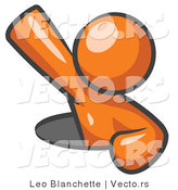 Vector of Orange Guy Climbing out of a Man Hole by Leo Blanchette