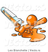 Vector of Orange Guy Emerging from Spilled Chemicals Pouring out of a Glass Test Tube in a Laboratory by Leo Blanchette