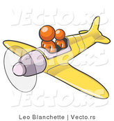 Vector of Orange Guy Flying a Plane with a Passenger by Leo Blanchette