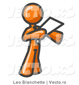 Vector of Orange Guy Holding a Piece of Paper During a Speech or Presentation by Leo Blanchette
