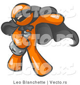 Vector of Orange Guy in a Mask and Cape, Stealing Belongings in a Bag by Leo Blanchette