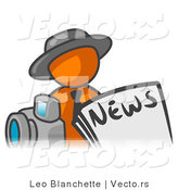 Vector of Orange Guy in Front of Newspaper and a Camera by Leo Blanchette