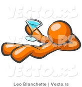 Vector of Orange Guy Kicking Back and Relaxing with a Martini Beverage by Leo Blanchette