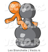 Vector of Orange Guy Sitting on a Giant Chess Pawn by Leo Blanchette