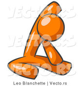 Vector of Orange Guy Sitting on a Gym Floor and Stretching His Arm up and Behind His Head by Leo Blanchette