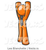 Vector of Orange Guy Standing with His Arms Above His Head by Leo Blanchette