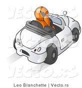 Vector of Orange Guy Talking on a Cell Phone While Driving in a Convertible Car by Leo Blanchette