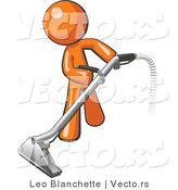 Vector of Orange Guy Using a Carpet Cleaner Wand by Leo Blanchette