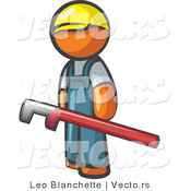 Vector of Orange Guy with a Red Pipe Wrench by Leo Blanchette