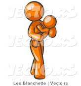 Vector of Orange Lady Carrying Her Child in Her Arms, Symbolizing Motherhood and Parenting by Leo Blanchette