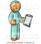 Vector of Orange Surgeon Guy in Green Scrubs, Holding a Clipboard Clipart Illustration by Leo Blanchette