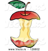 Vector of Organic Red Apple Core After Being Devoured by Pams Clipart