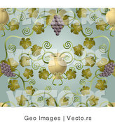 Vector of Ornate Purple Grape Vines with Urn Pattern Background by AtStockIllustration