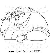 Vector of Outlined Fat Guy Eating by Djart