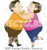 Vector of Overweight Couple Laughing and Dancing Together by BNP Design Studio