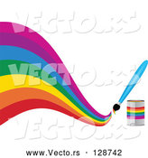 Vector of Paintbrush Painting a Creative Curvy Rainbow on White by Elaineitalia